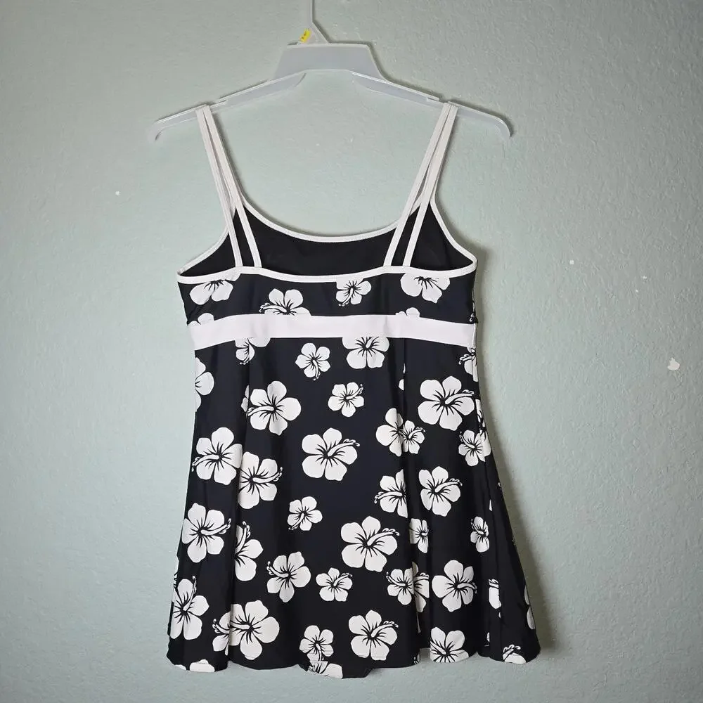 Disney Parks Minnie Mouse Flowers One Piece Black Floral Swimsuit Women's sz L - Picture 6 of 10